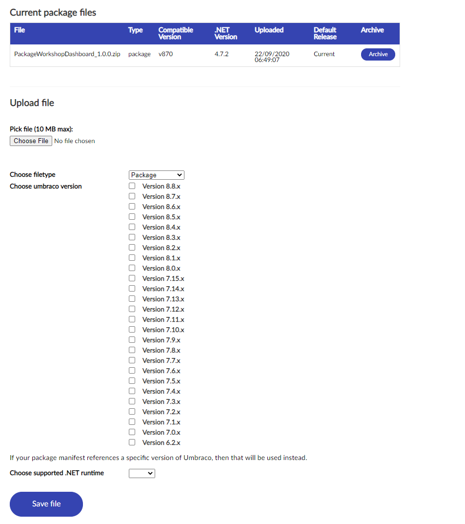 Our package data